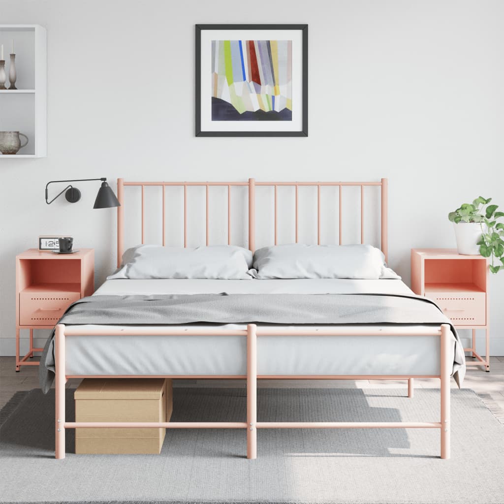 Nightstands 2 Pcs Pink 36 X 39 X 60.5 Cm Steel