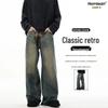 Homlean Men's American Retro Straight Wide-Leg Jeans