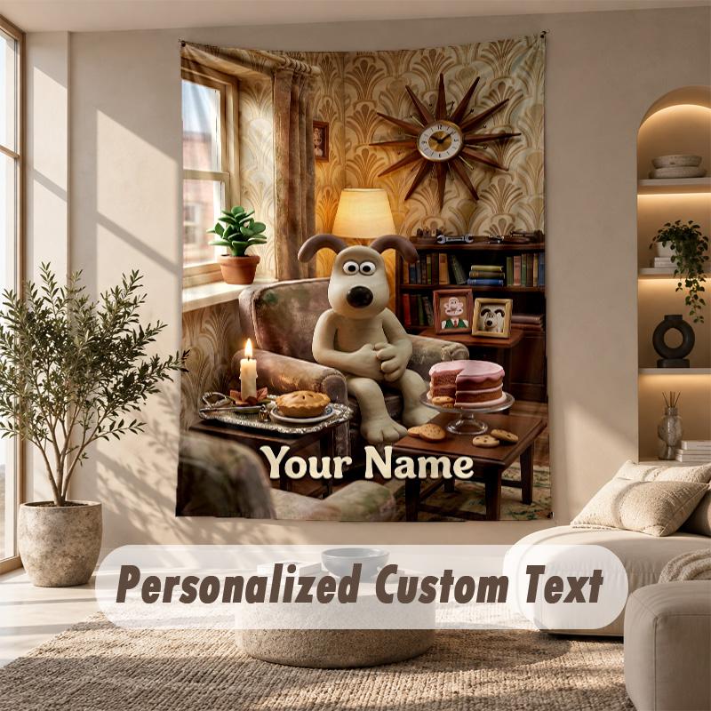 Tapiserie Nume Personalizat Text, Tapiserie de Agățat pe Perete Decor Cameră CasăWallace & Gromit