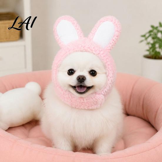 Cute Bunny Costume for Dogs Ears Cat Hat Pet Soft Plush Hat Comfortable Photo Prop with Rabbit Cats Small Party Fun Photos Adjustable Elastic