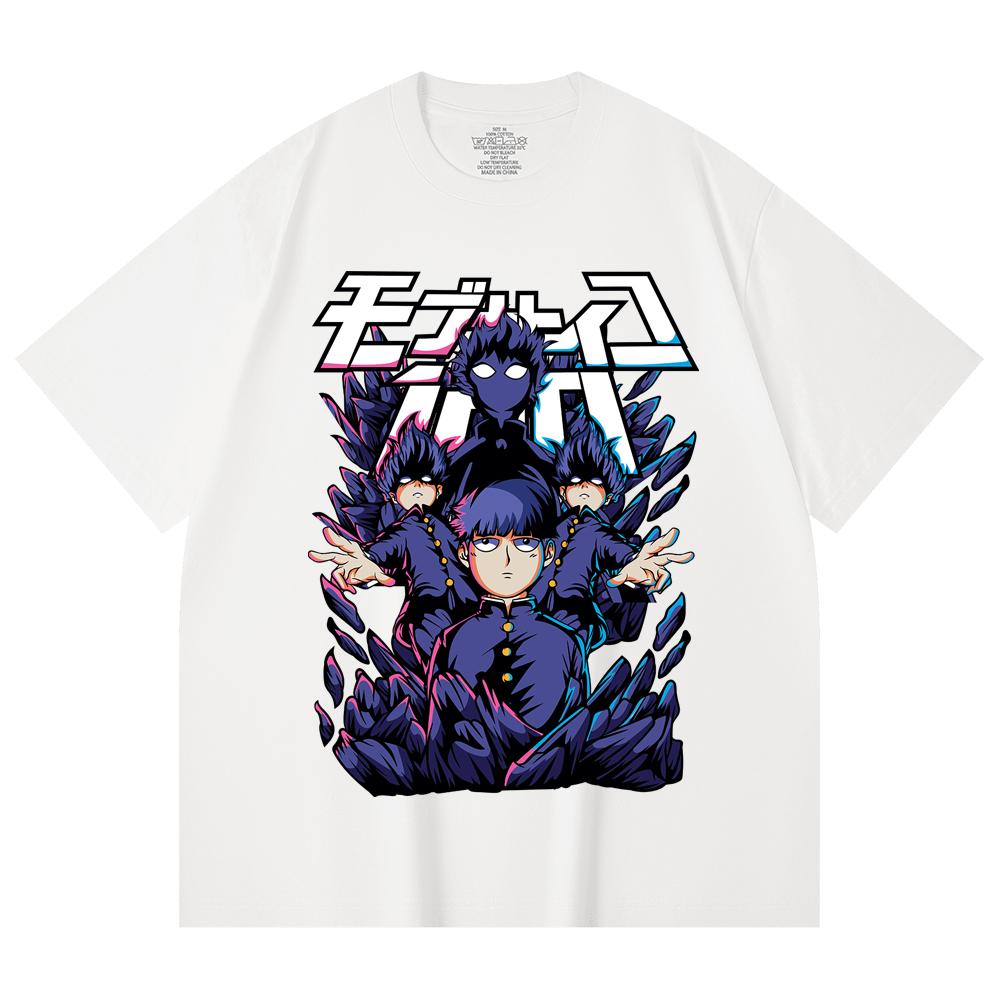 T-shirt Unisex in Cotone Pesante 230 g/m² 100% Cotone con Stampa Mob Psycho 100 V1 Shiego