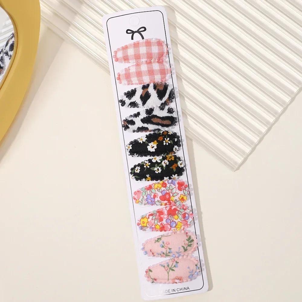 10/20Pcs Cotton Print Hair Clip Hairpin for Girl Fabric Plaid Mini BB Hairgripes Headwear Baby Hair Accessories New Year Gift