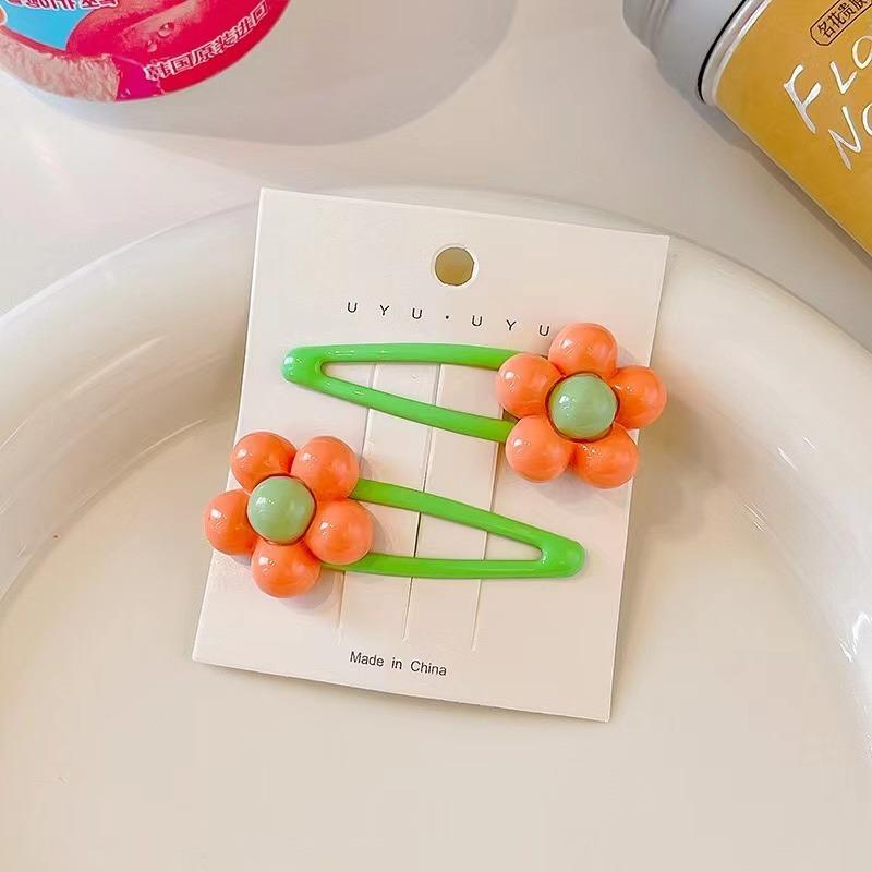 2PCS New Cute Princess Glossy Flower Girls Hairpins Children Headwear Hairgrip Hair Clips Barrettes Hair Accessories