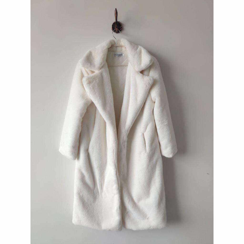 Ropa de Invierno Mujer Largo Grueso Cálido Suave Colorido Esponjoso Talla Grande Abrigo de Piel Sintética de Conejo Rex Mujer Solapa