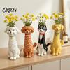 Handcrafted Pet Theme Table Centerpiece Creative Long Neck Dog Vase for Dry Flowers, Cute Cartoon Animal Flower Holder Playful Style Plant Home Office
