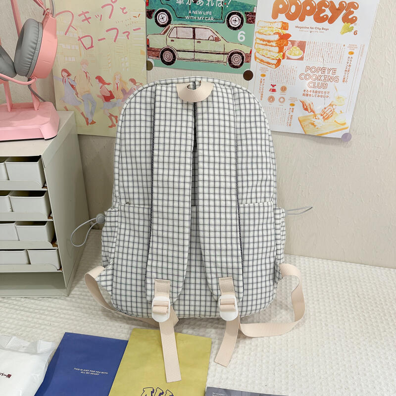 Student Schoolbag Women's Lightweight Water-repellent Plaid Backpack Travel Backpack