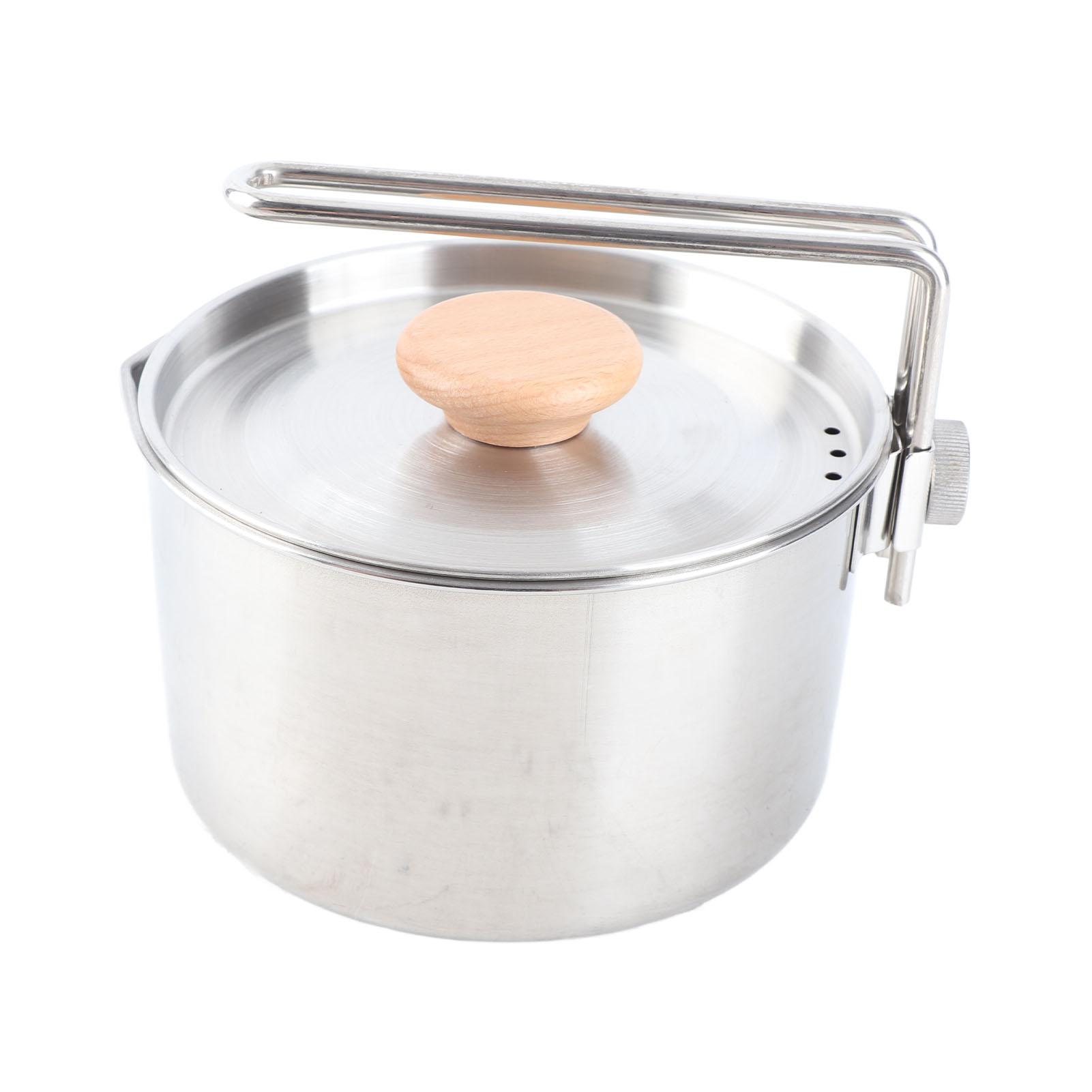 

304 Stainless Steel Camping Pot Portable Foldable Outdoor Camping Pot with Lid for Picnic разноцветный