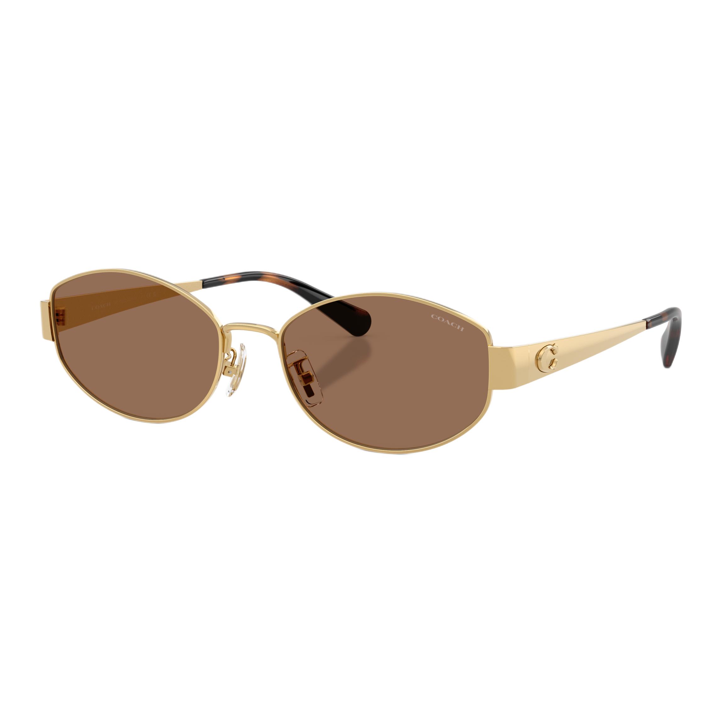 Coach 7192D C Logo Metal Irregular Shape Sunglasses Unisex sunglasses Gold 0HC7192D-944113 57,944113 Umber