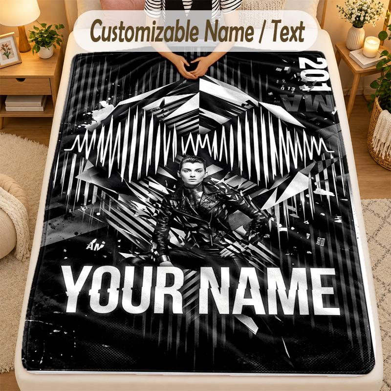 Flannel BlanketArctic Monkeys Custom Name Text Personalized Soft Warm Throw Blanket Home Decor Gift
