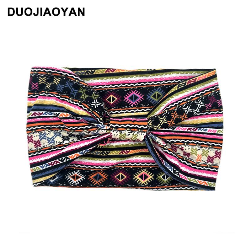 Knot Headband, Color Blocked Pattern Printed Sports Headband, Fashionable Polka Dot Wide Edge Elastic Headband