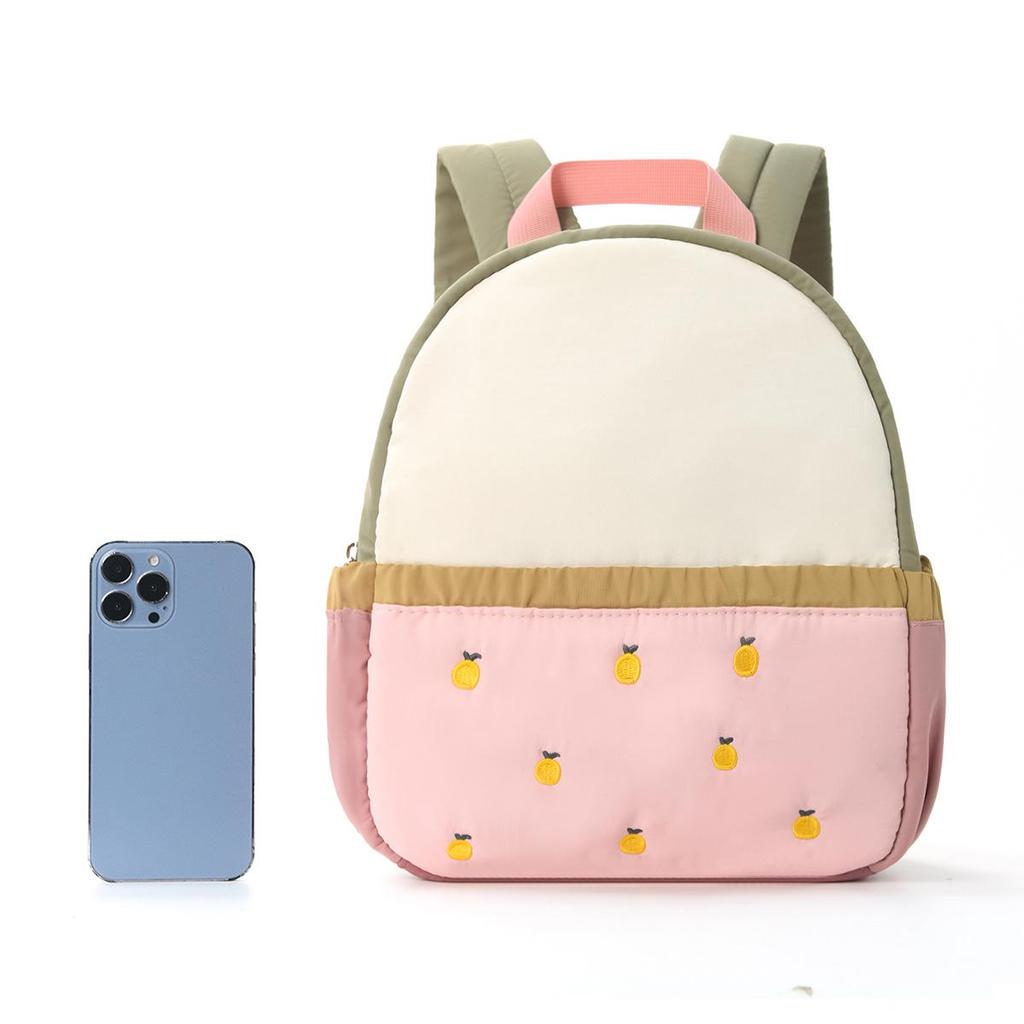 Colorful Cute Apple Embroidery Kid's Backpack: Mini Travel Kindergarten Bag