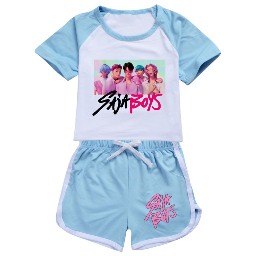 5028 Kids Girls Sajaboys POP Rumi Zoey Mira Print T-shirt Shorts Sport Tracksuit Clothes Set