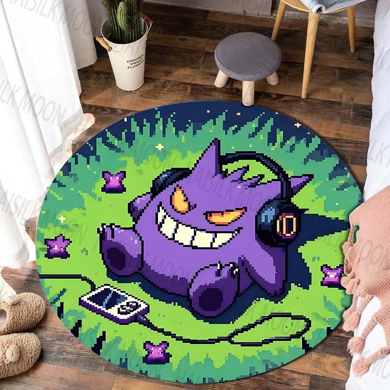 Potdemiel Japan Game G-Gengar Printed Round Rug, Bedroom, Living Room Carpet, Doormat, Picnic, Sofa Table, Decor,Rug, Floor Mat