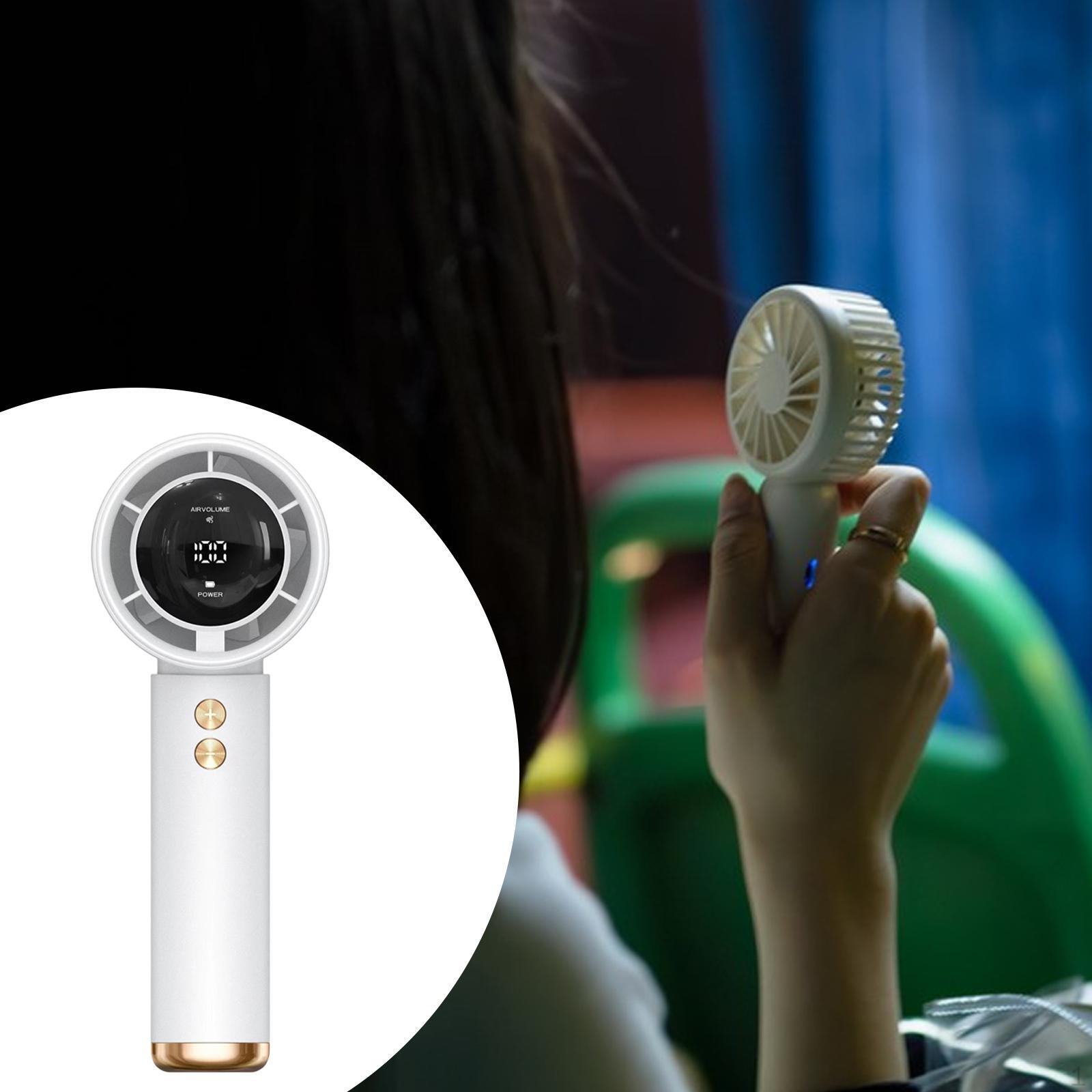 

Handheld Fan Digital Display Travel Friendly Powerful Cooling for Girl Fitness Women Man Outdoor білий