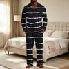 Men's Striped Pajama Set with Button Down Shirt and Pants - Loose Fit Casual Two Piece Sleepwear