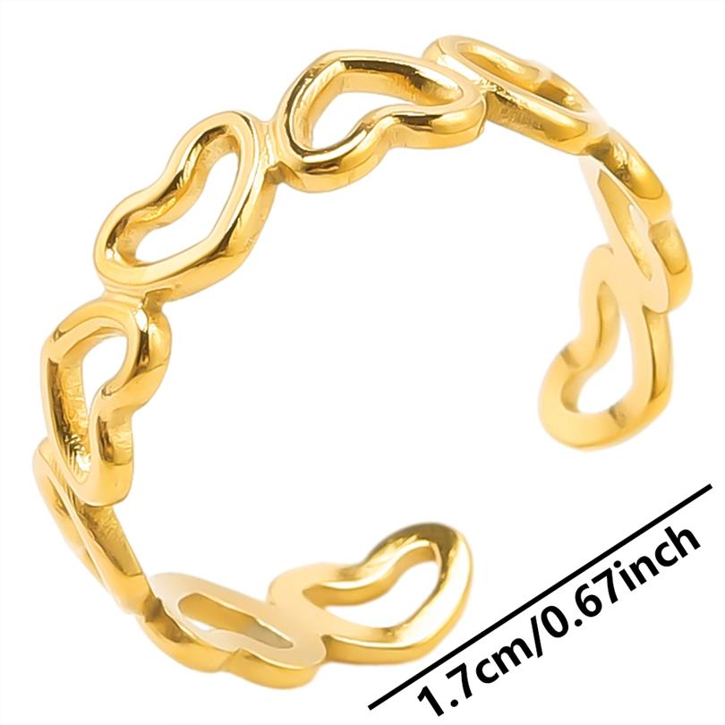Bague 18k Gold Plated Open Adjustable Stainless Steel Rings For Women Men Accessories Cross Shell Plant Leaf Ring Finger Jewelry