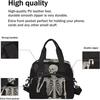 Funny Skull Lunch Bag Tote Bag Leakproof Cooler Bag Insulated Lunch Box with Front Pocket Water-resistant Thermal Lunch Bags with Shoulder Strap for