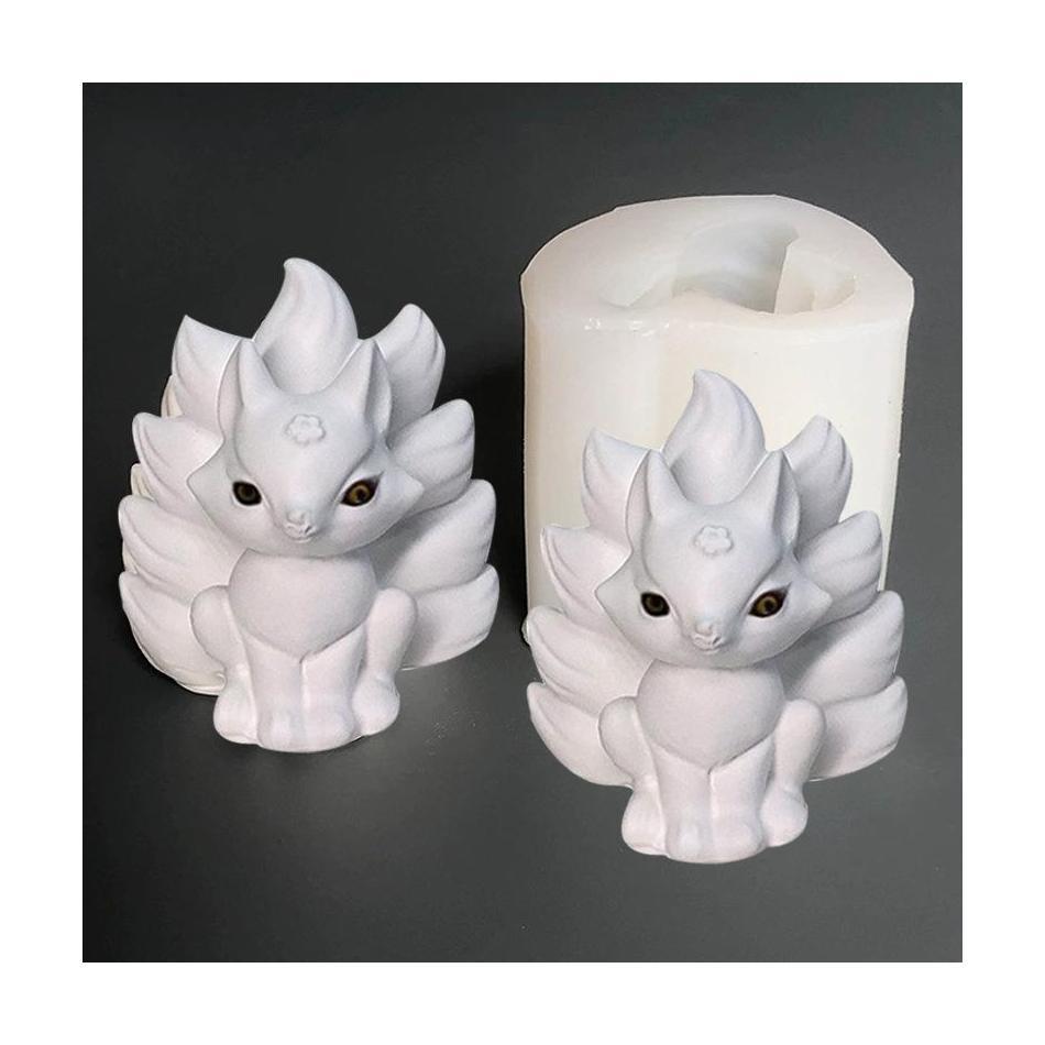 1 PcsFoxes Candle Silicone Mold Handmade Desktop Decoration Gypsum Epoxy Resin Aromatherapy Candle Silicone Mould