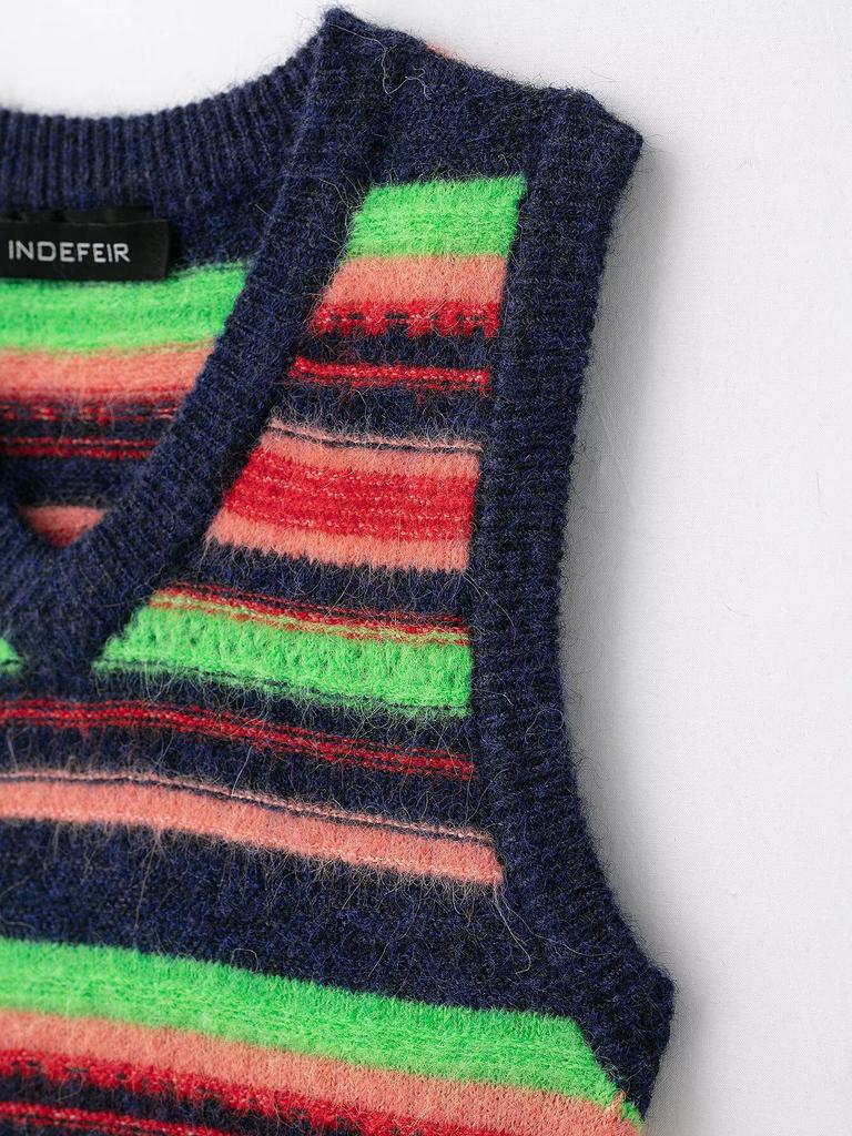 2025 Spring Women's European & American Style Striped V-Neck Sleeveless Knit Vest