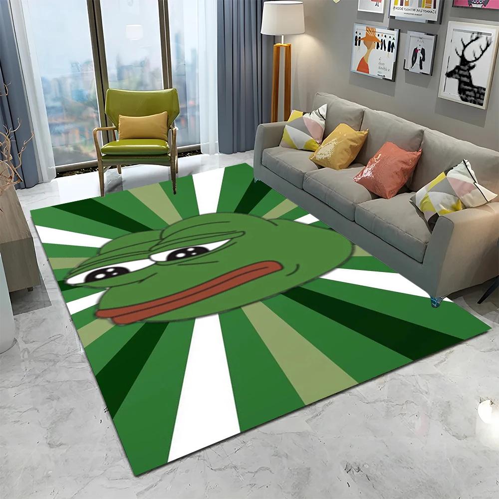 3D Pepe The Frog Face Cartoon Carpet Rug for Home Living Room Bedroom Sofa Doormat Decor,kids Play Area Rug Non-slip Floor Mat