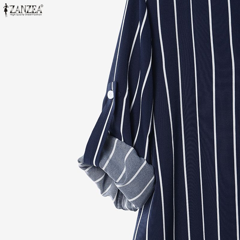 ZANZEA Women Long Sleeve Stripe Blouse and Long Pants Casual Two Piece Suit Sets