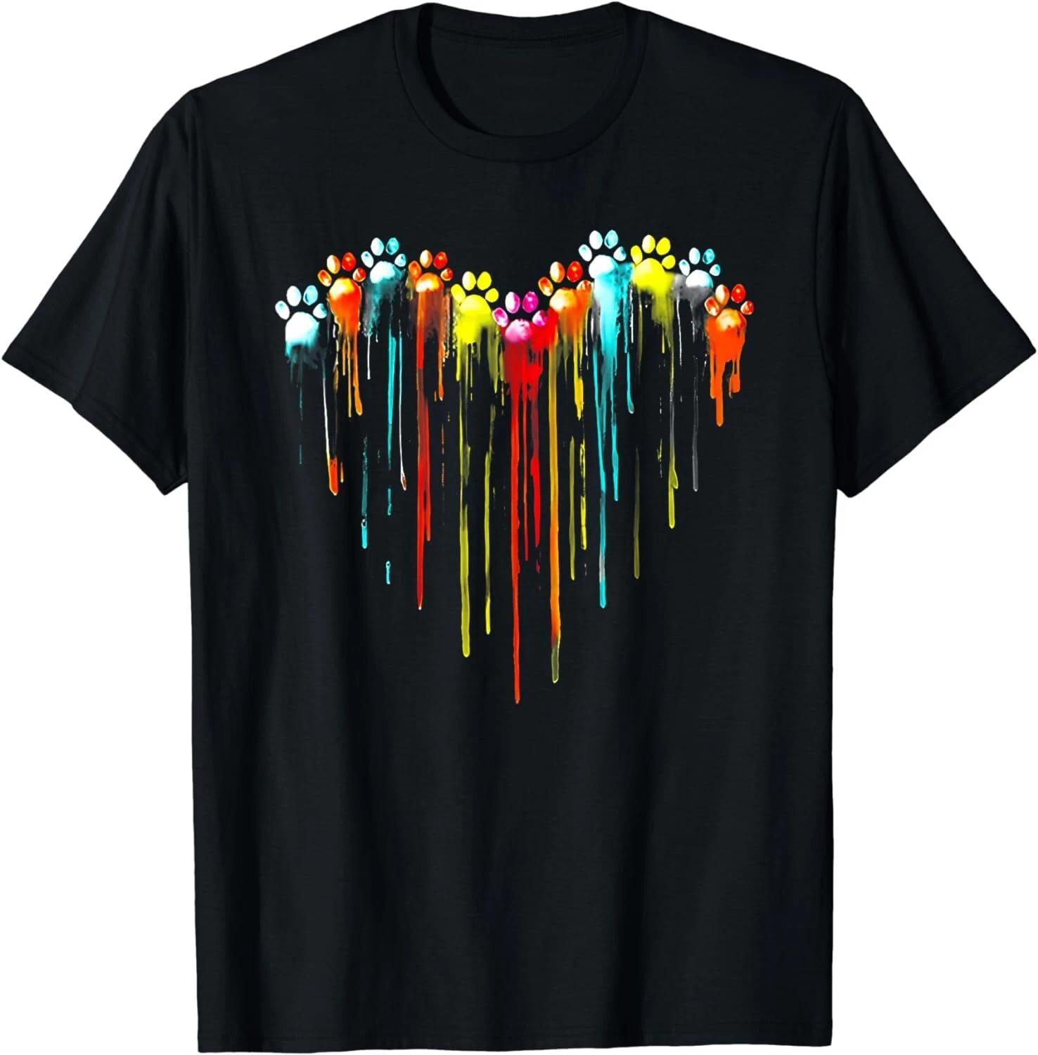 

colorful dog paw heart print Unisex T-Shirt 4XL