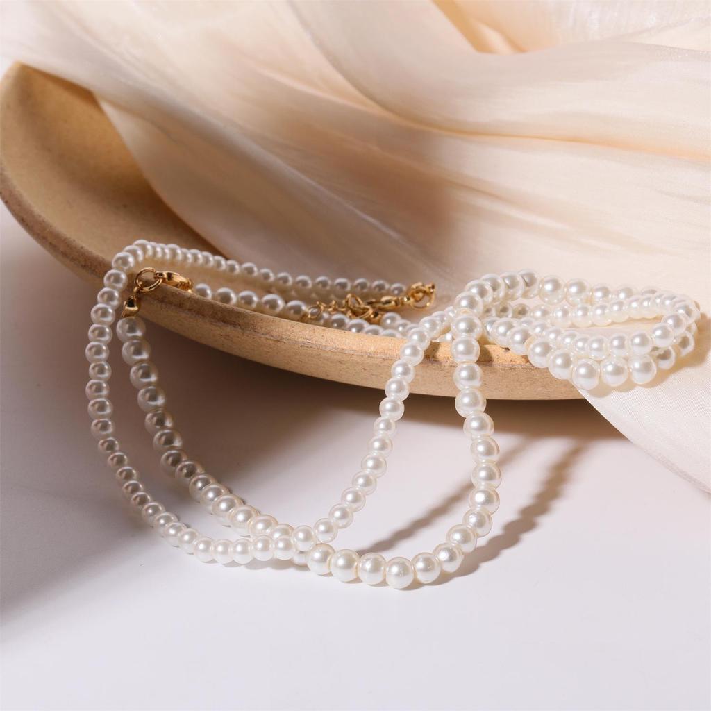 European Retro Glass Pearl Necklace: Versatile & Sweet Fairy INS Style for Women