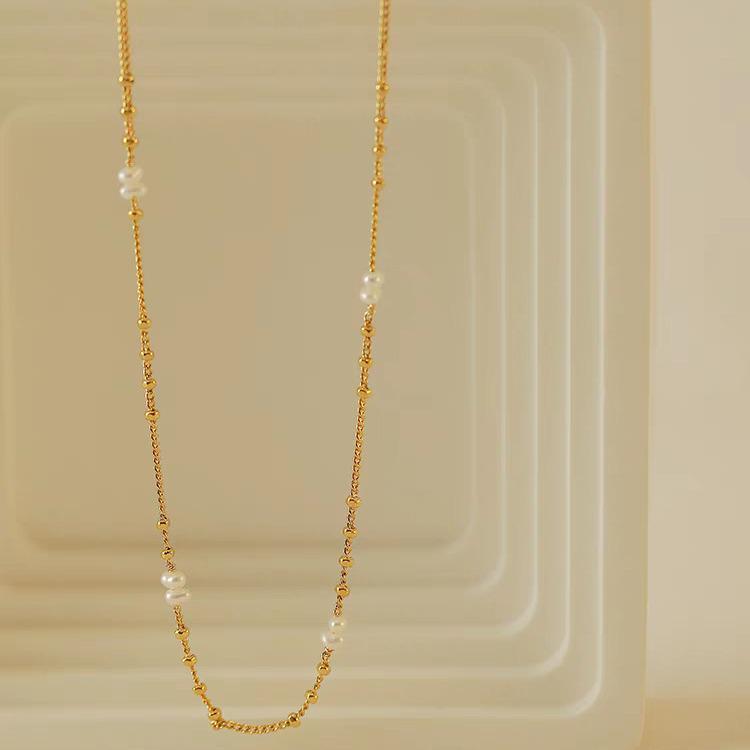 Luxurious Baby Freshwater Pearl Necklace - Trendy 2024 Clavicle Chain with Spacer Beads