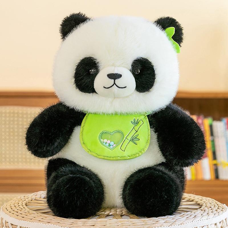

Panda With Adorable Bib Plush Toy Stuffed Animal Doll Kids Decorations Gift 24cm