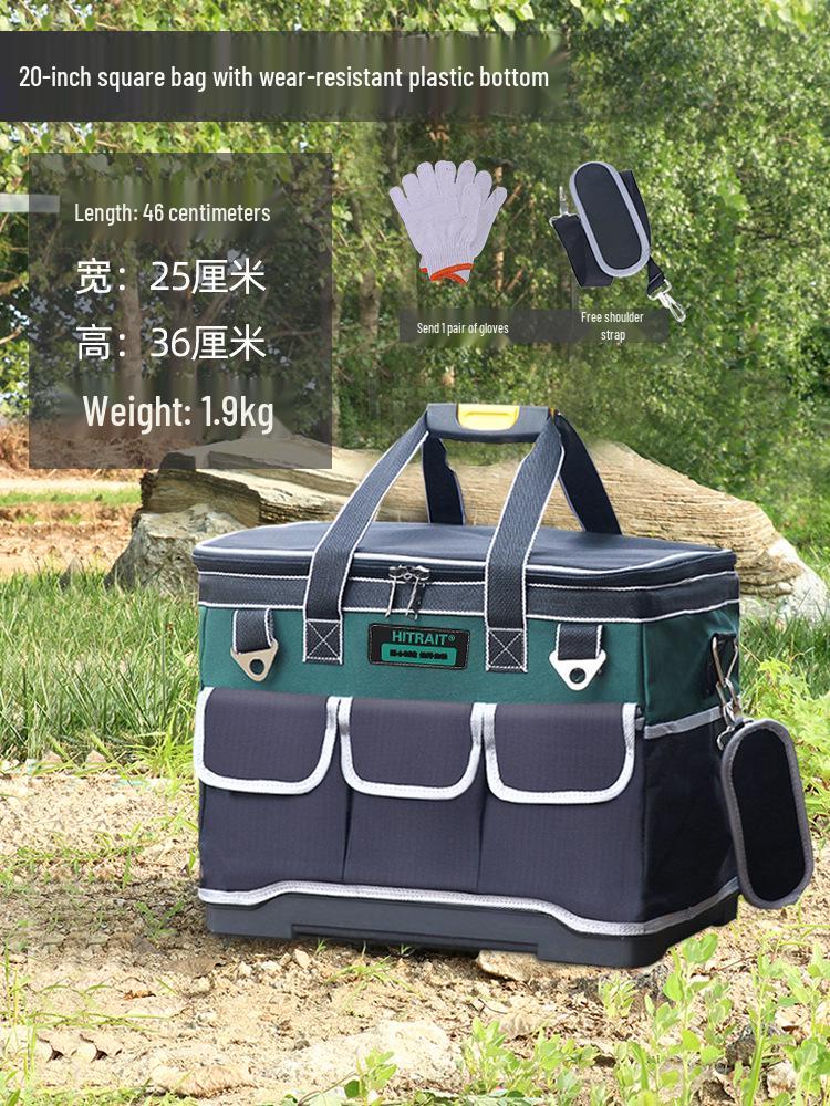 Telescopic Handle Tool Bag with Wheels: Large Capacity, Durable Square Storage for Electricians & Carpenters
