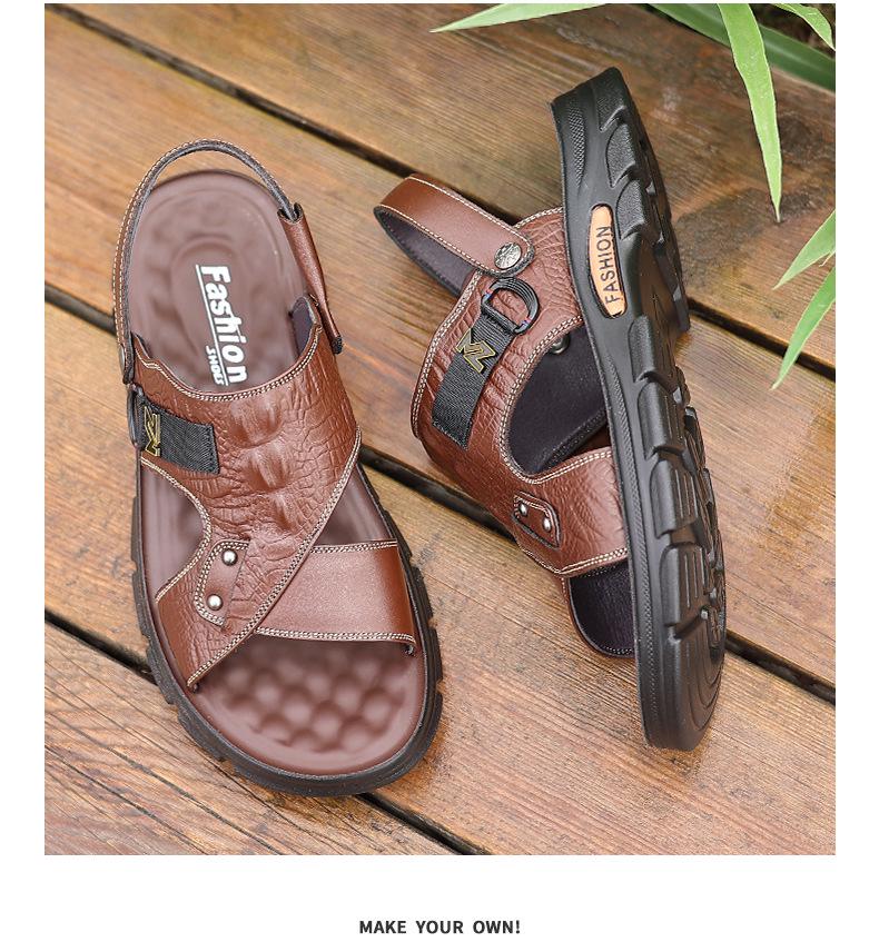Men's 2023 Dual-Purpose Leather Sandals: Casual Beach Shoes for Summer