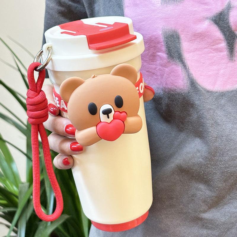 2025 316 Izolovaný hrnek na kávu pro ženy: Elegantní cestovní hrnek s dvojitou stěnou a designem konvalinek