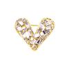 Shiny Heart Brooch Rectangular Hollow Heart Breastpin Fanshin Rhinestone Pin  Women