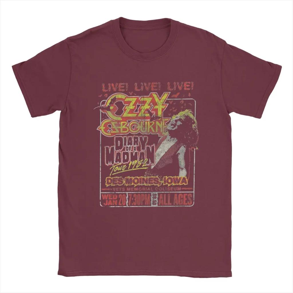 Casualowe na żywo dla wszystkich grup wiekowych Dziennik Ozzy'ego Osbourne'a Koszulki dla mężczyzn Okrągły dekolt Czysta bawełna T-shirt Krótki rękaw T-shirt Duże rozmiary Topy