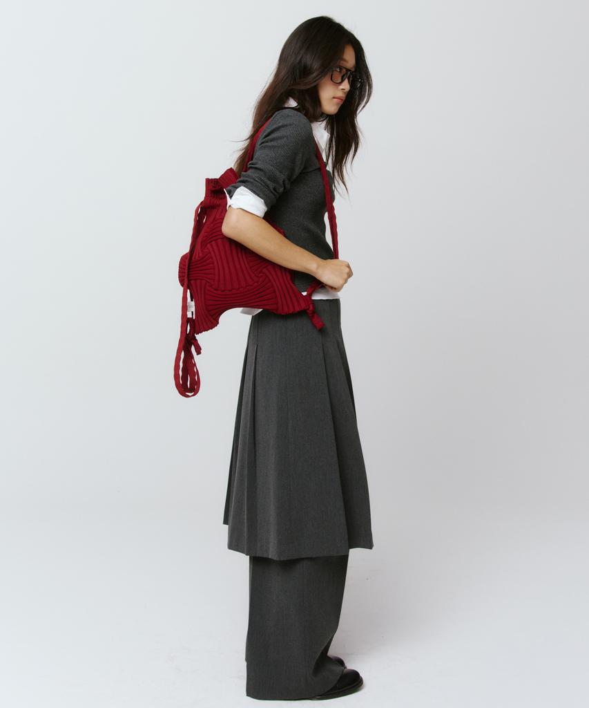 Pleatsmama New Bow Backpack Burgundy