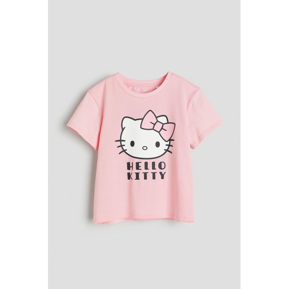 

Футболка с принтом HM светло-розовая Hello Kitty
