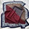 Elegant Geometry Print Shawl Square Scarf for Women Soft Satin Neckerchief Female Hair Bands Ribbon Headband Bandana