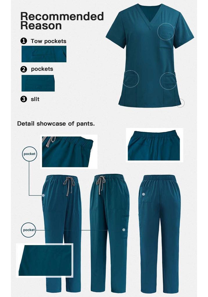 Four-Way Stretch Quick-Dry Elastic Uniform Set for Nurses and Salon Workers