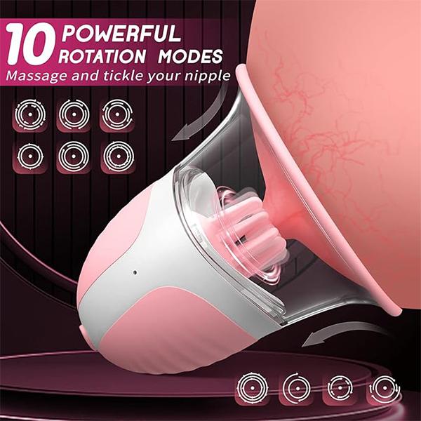 Nipple Sucker Strong Suction Stimulation Massager and 10 Vibrator Rotating Modes, Rechargeable Adult Toys for Fun Three Pairs of Massage Heads