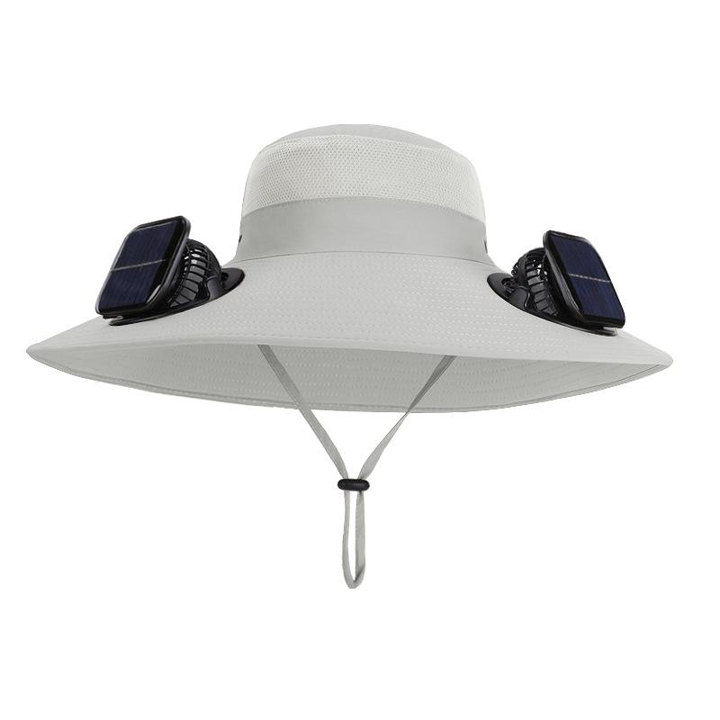Solar Double Fan Hat Summer Outdoor Mountaineering Fishing Sun Protection Sun Hat Enlarged Brim Breathable Bucket Hat