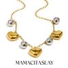 MamacitaSlay 316L Stainless Steel Double Color Heart Ball Pendant Necklace Party Waterproof Neck Jewelry Women's Charm Necklace