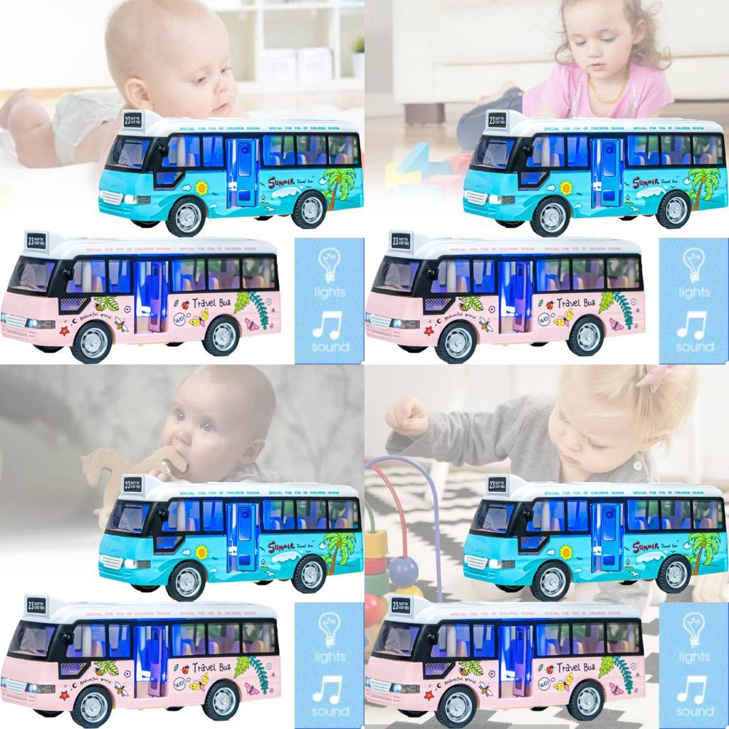 Vibrant Plastic Inertia Bus Toy With Flashing Lights And Music For Boys And Girls