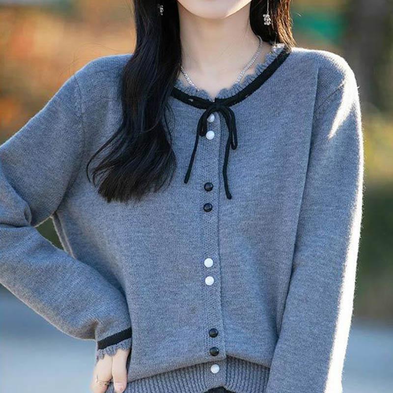 

Свитера Пальто Кардиган для Женщин Осень Зима Винтажный Свободный Длинный Рукав Вязаный Кардиган Свитера Куртка XL серый