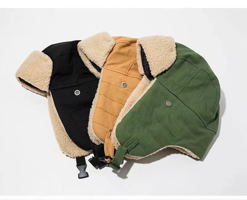 Winter Retro Korean Style Earflap Helmet, Warm Cotton Lei Feng Aviator Hat