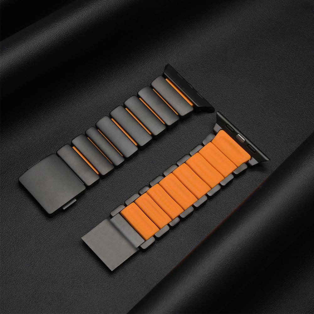 Rubber Luxury Bracelet for Apple Watch Series 11 10 46mm Ultra 3 49mm Titanium Magnetic Strap for Iwatch 9 8 5 SE 45mm 44mm Band