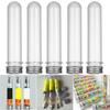 10Pcs  30ml/40ML/70ML/100ML   Excellent Plastic Transparent Test Tubes With Aluminum Cap Bottles School Supplies Lab Equipments