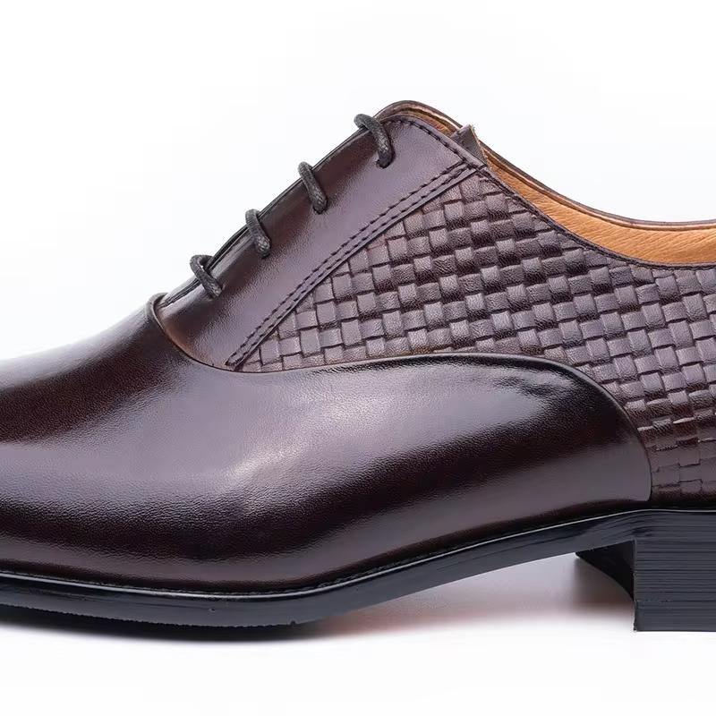 Fashion Men's Dress Shoes Luxury Printing Business Classic Handmade Oxfords Top Layer Cowhide Leather Black Brown Formal Shoes New Style