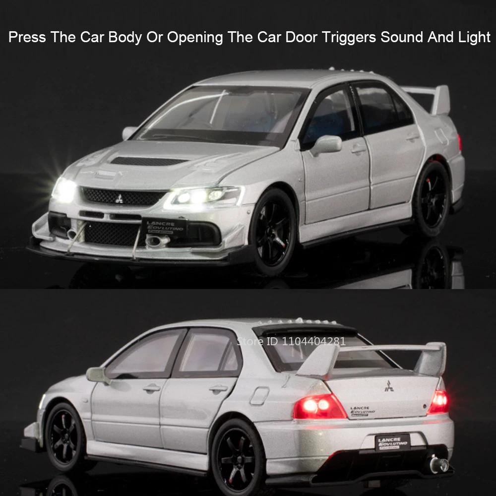 1:32 Mitsubishi Lancer Evolution Ix Alloy Sports Car Model Toys Diecast Vehices Doors Opened Sound Light Pull Back Boy Toy Gift