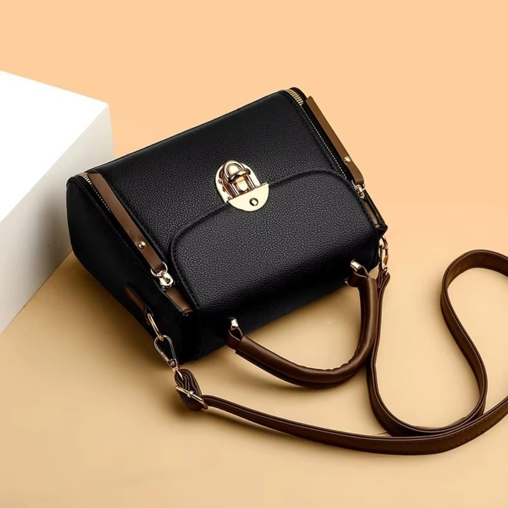 Casual Square Shape Vintage Handbag Large Capacity Solid Color Shoulder Bag Small Square Bag