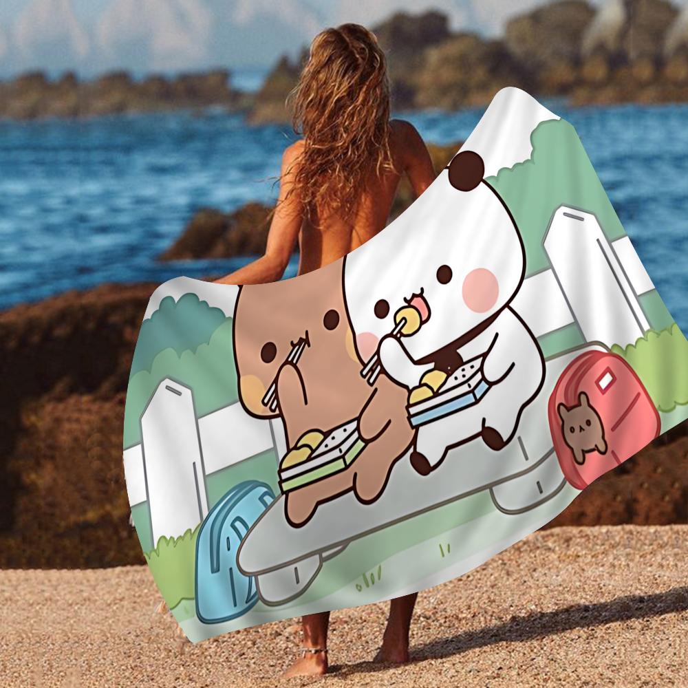 1pc Bubu And Dudu Beach Towel Cartoon Cute Summer Kids Large Bath Pool Beach Towel Microfiber Absorbent For Swimming Travel